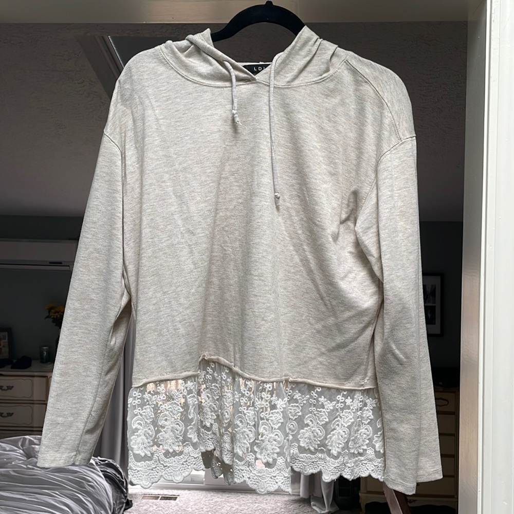 Hooded Lace Sweatshirt
